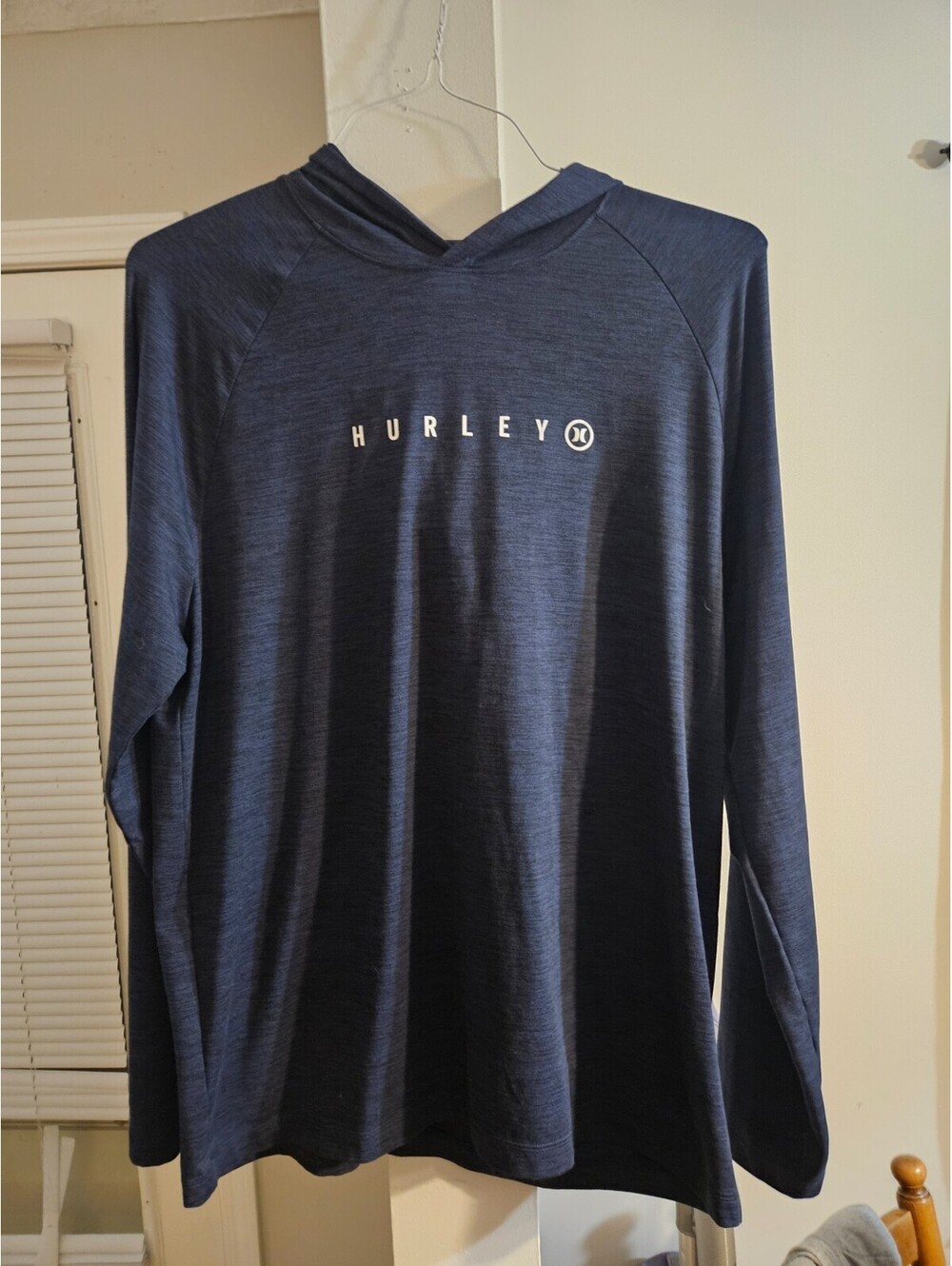 Men's Hurley Lightweight Long Sleeve Stretch Pullover Hoodie/Sweatshirt Navy L